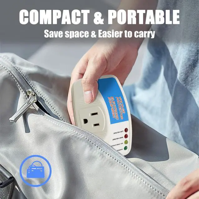 Alt view image 5 of 7 - Surge Protector Home Appliance,Single Outlet Power Voltage Protector,Voltage Brownout Outlet Surge Refrigerator 1440 Watts,Voltage Brownout Plug Outlet, 1875W, 125V, 15A(1 Pack)