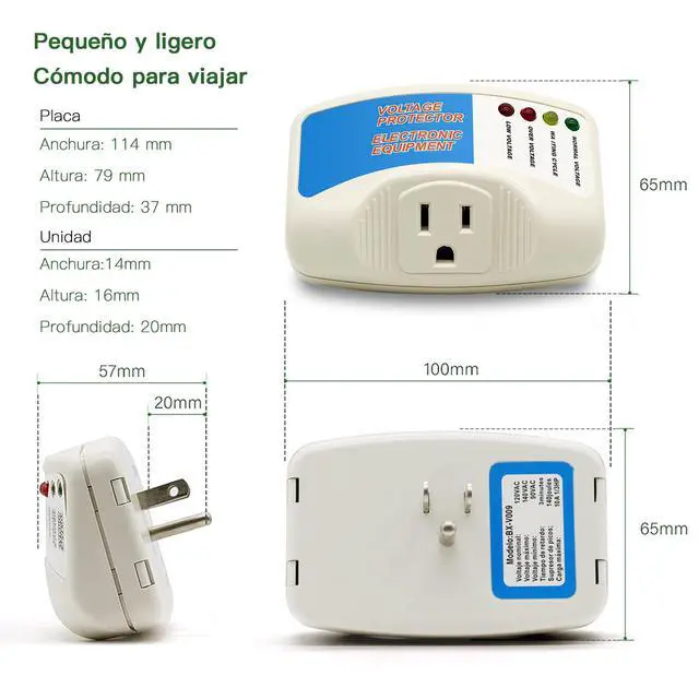 Alt view image 6 of 7 - Surge Protector Home Appliance,Single Outlet Power Voltage Protector,Voltage Brownout Outlet Surge Refrigerator 1440 Watts,Voltage Brownout Plug Outlet, 1875W, 125V, 15A(1 Pack)