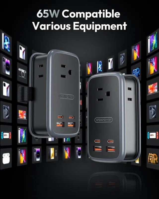 Alt view image 5 of 7 - GAN Ultra 65W USB Fast Charging Station, 7 in 1 Travel Power Strip with 3 Outlets 4 USB (2 C), Extension Cord 4ft, Travel Essentials, Cruise Essentials 2026,Compatible with MacBook, iPhone