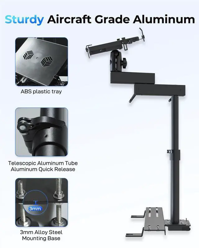 Alt view image 5 of 7 - Car Laptop Mount with 2 Cooling Fans, No-Drill Adjustable Vehicle Computer Mount for Trucks, Vans, Heavy Duty Aluminum Laptop Holder for Work on The Go