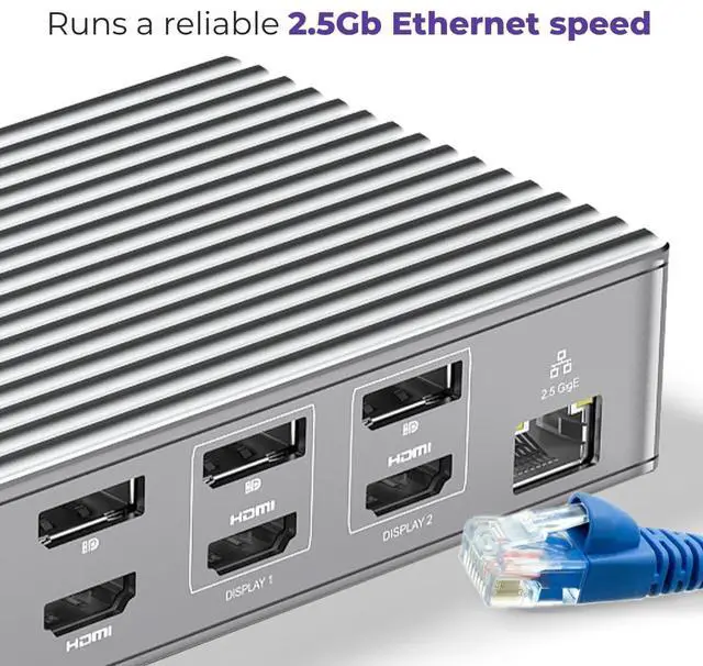 Alt view image 7 of 7 - Thunderbolt 4 MacBook Docking Station, DisplayLink21-in-1 USB-C Dock, 150W | Single 8K or Dual 4K@60Hz, 40Gbps Thunderbolt 4, USB-C/A Ports, 150W Charging, MacBook/Windows Compatible