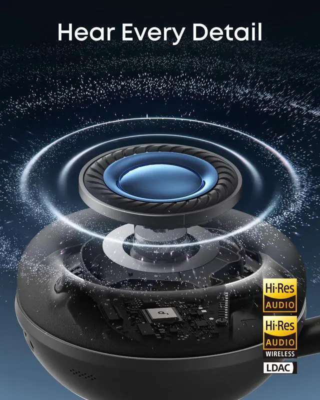 Alt view image 2 of 4 - Anker Space 2 Headphones with Protetive Case, Travel-Ready | Active Noise Cancelling, 50H Playtime, LDAC Hi-Res, Dual Connection, Clear Calls, Nap Mode, Wearing Detection, Fast Charging