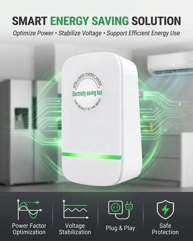 Alt view image 2 of 7 - Electricity Saving Box Energy Power Savings Device to Reduce Electric Bill Power Energy Electricity Factor Saver Smart Intelligent Plug in Home Office Surge Protector Strips Voltage Outlet