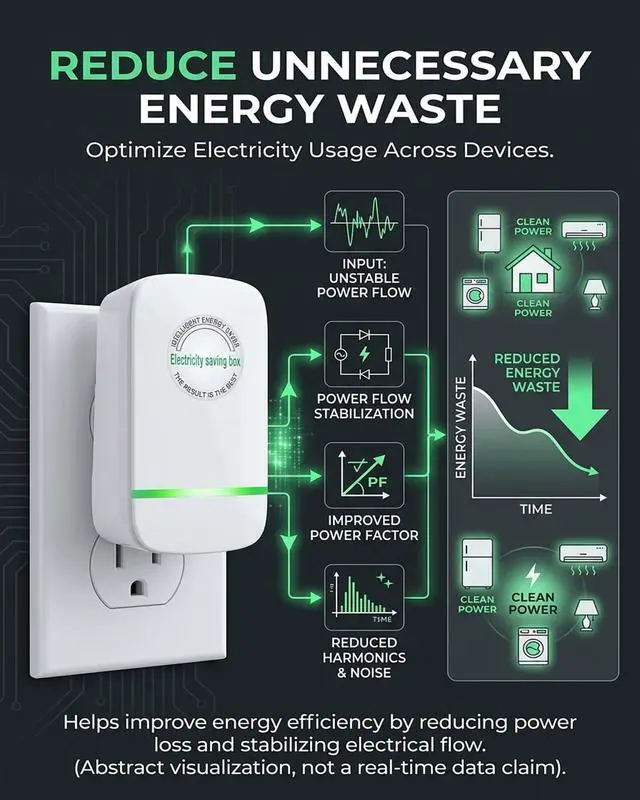 Alt view image 4 of 7 - Electricity Saving Box Energy Power Savings Device to Reduce Electric Bill Power Energy Electricity Factor Saver Smart Intelligent Plug in Home Office Surge Protector Strips Voltage Outlet