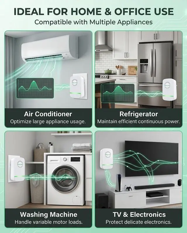 Alt view image 5 of 7 - Electricity Saving Box Energy Power Savings Device to Reduce Electric Bill Power Energy Electricity Factor Saver Smart Intelligent Plug in Home Office Surge Protector Strips Voltage Outlet