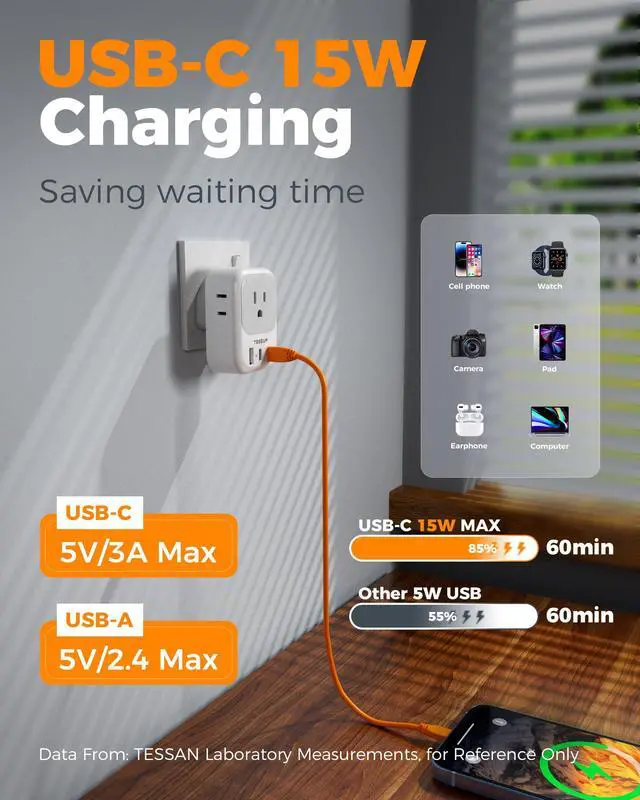 Alt view image 4 of 7 - US to UK Type G Travel Adapter | 4 Electrical Outlets, 3 USB Ports (2 USB C), Ireland England London Scotland Dubai Singapore Qatar Kenya British Compatible