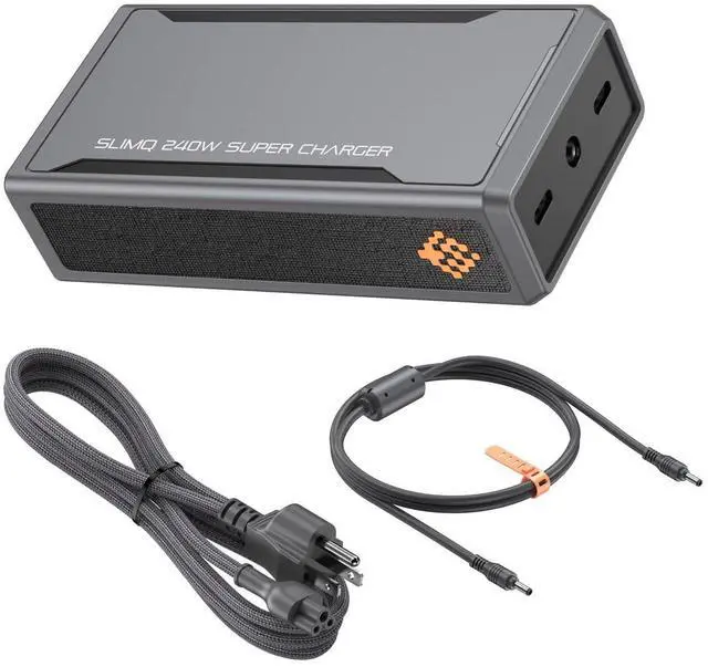 Main image of 240W Universal Compact Gaming Laptop Charger Plus 2 USB-C Ports on it