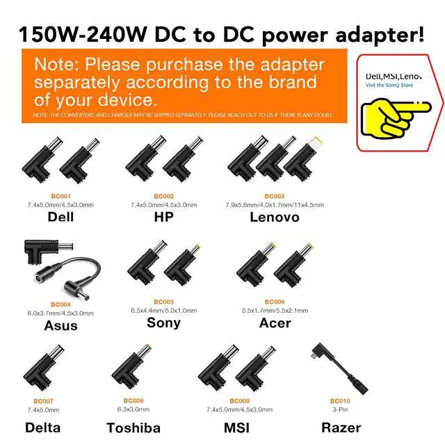 Alt view image 2 of 4 - 240W Universal Compact Gaming Laptop Charger Plus 2 USB-C Ports on it