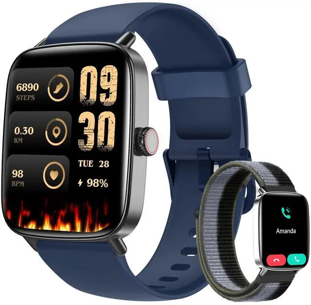 Main image of Smart Watch for Women, 1.85" HD AMOLED Fitness Tracker (Answer/Call) with 24/7 Heart Rate/Sleep/SpO2 Monitor for iPhone & Android, 120+ Sports Modes Smartwatch with IP68 Waterproof, 2 Bands