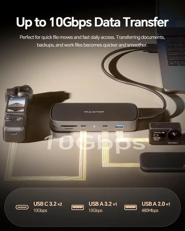 Alt view image 6 of 7 - MacBook Pro Docking Station Dual Monitor 4K@60Hz for M5/M4/M3 Pro & Max | Mac Docking Station Dual Monitor, Macbook Pro Dock Hub with 2 HDMI, Ethernet, USB 10Gbps for Mac Multi-Screen Users