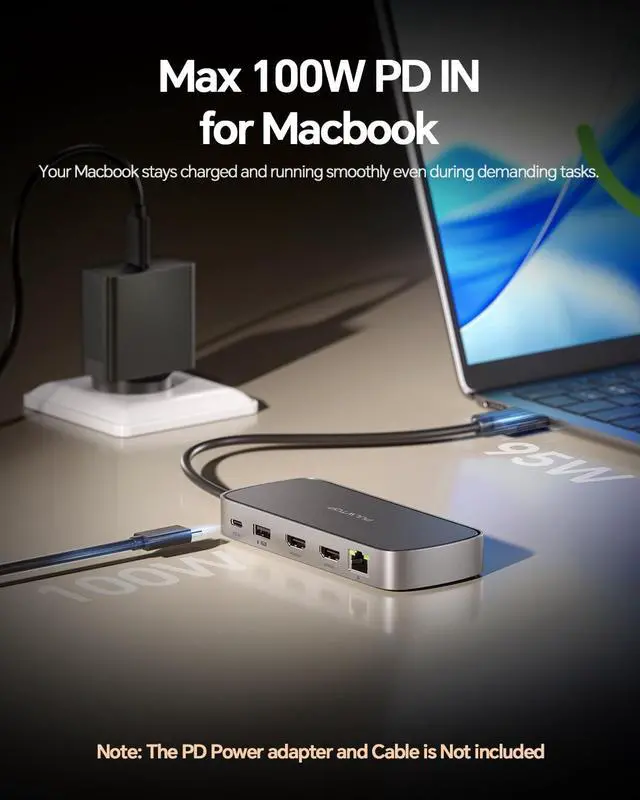 Alt view image 7 of 7 - MacBook Pro Docking Station Dual Monitor 4K@60Hz for M5/M4/M3 Pro & Max | Mac Docking Station Dual Monitor, Macbook Pro Dock Hub with 2 HDMI, Ethernet, USB 10Gbps for Mac Multi-Screen Users