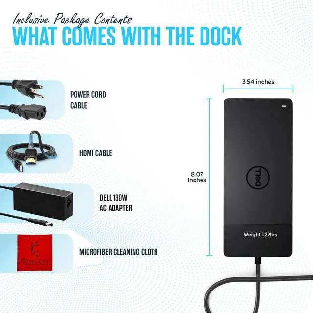 Alt view image 2 of 6 - WD19 Dell Docking Station - Dual Monitor USB-C Dock with 130W & HDMI Cable | VGA & Mini DisplayPort Support, RJ45 Ethernet, Multiple USB 3.0/2.0 Ports, Audio Connectivity & One-Cable Workstation Setup