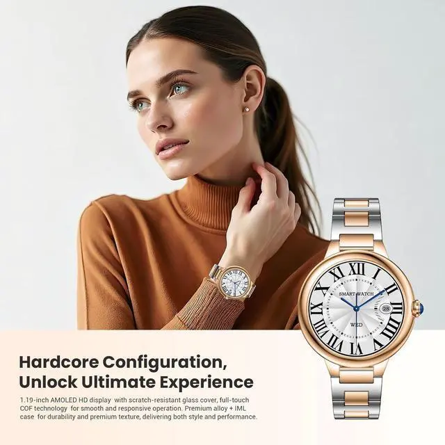 Alt view image 2 of 7 - Luxury Smart Watches for Women, 1.19" AMOLED, DA GPT, Answer/Make Call | Heart Rate/Blood Pressure/SpO2/Sleep Tracker, AI Watch Face, 107 Sport Modes Fitness Tracker, IP67 Waterproof, iOS/Android
