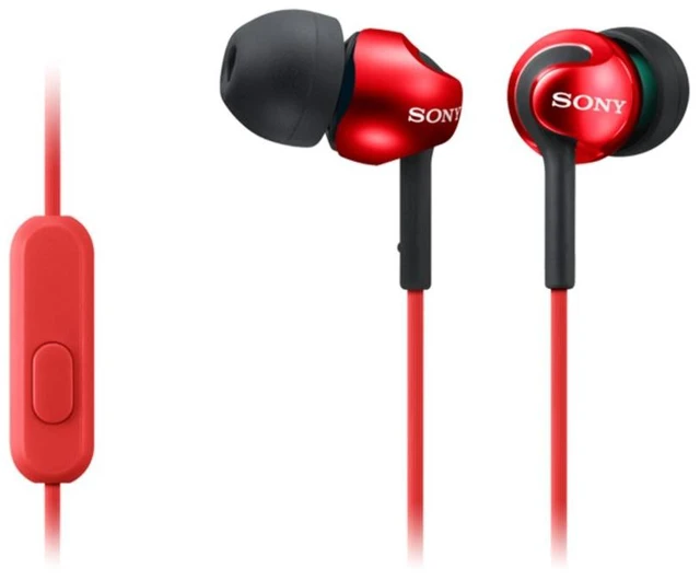 Main image of Deep Bass Earphones with Smartphone Control and Mic - Metallic Red