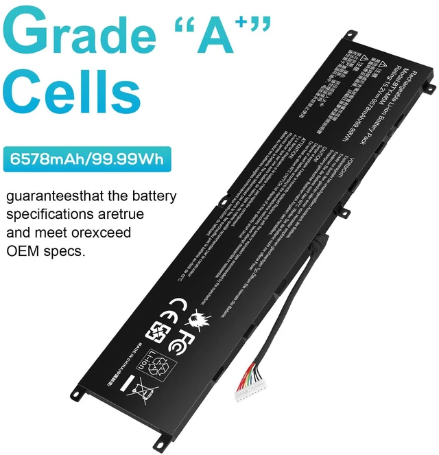 Alt view image 4 of 4 - BTY-M6M 4ICP8/35/142 Laptop Battery for MSI GS66 Stealth 10SE 10SF 11UE 11UH GE66 Raider 10UG 11UG GE76 for Dragon Tiamat 11UH WS66 10TM 11UMT 11UKT for Raider 11UG GE76 11UE 55R G6 430 440 445 G7
