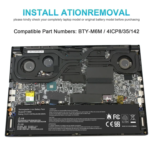 Alt view image 6 of 7 - BTY-M6M 4ICP8/35/142 Laptop Battery for MSI GS66 Stealth 10SE 10SF 11UE 11UH GE66 Raider 10UG 11UG GE76 for Dragon Tiamat 11UH WS66 10TM 11UMT 11UKT for Raider 11UG GE76 11UE 55R G6 430 440 445 G7
