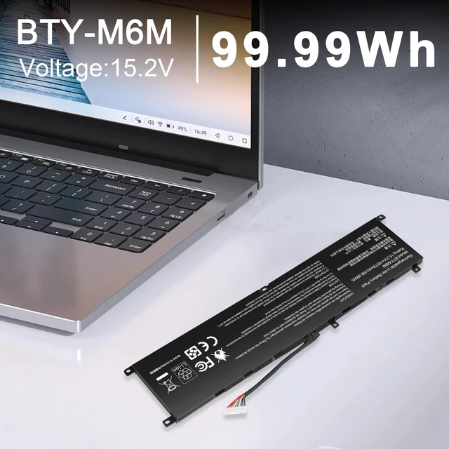 Alt view image 7 of 7 - BTY-M6M 4ICP8/35/142 Laptop Battery for MSI GS66 Stealth 10SE 10SF 11UE 11UH GE66 Raider 10UG 11UG GE76 for Dragon Tiamat 11UH WS66 10TM 11UMT 11UKT for Raider 11UG GE76 11UE 55R G6 430 440 445 G7