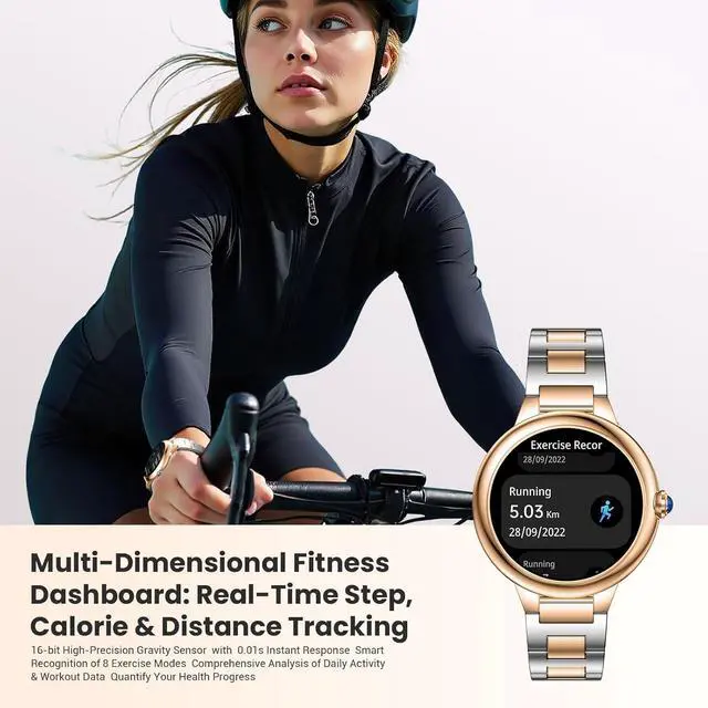 Alt view image 4 of 7 - Luxury Smart Watches for Women, 1.19" AMOLED, DA GPT, Answer/Make Call | Heart Rate/Blood Pressure/SpO2/Sleep Tracker, AI Watch Face, 107 Sport Modes Fitness Tracker, IP67 Waterproof, iOS/Android