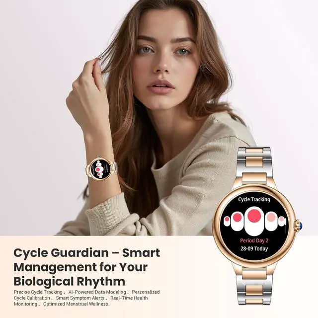 Alt view image 5 of 7 - Luxury Smart Watches for Women, 1.19" AMOLED, DA GPT, Answer/Make Call | Heart Rate/Blood Pressure/SpO2/Sleep Tracker, AI Watch Face, 107 Sport Modes Fitness Tracker, IP67 Waterproof, iOS/Android