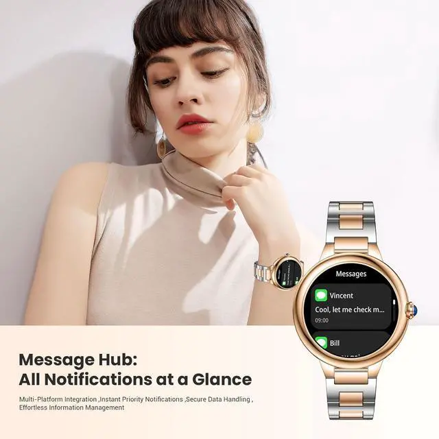Alt view image 6 of 7 - Luxury Smart Watches for Women, 1.19" AMOLED, DA GPT, Answer/Make Call | Heart Rate/Blood Pressure/SpO2/Sleep Tracker, AI Watch Face, 107 Sport Modes Fitness Tracker, IP67 Waterproof, iOS/Android