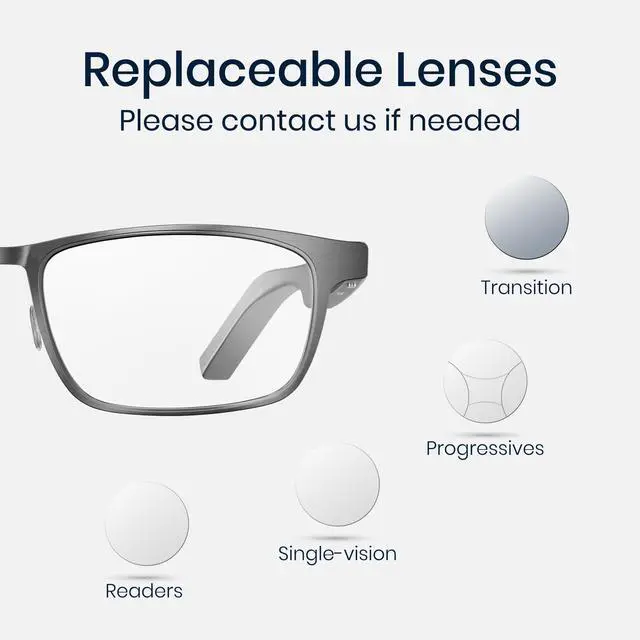 Alt view image 3 of 7 - AI Smart Glasses with Real-Time Translation & Meeting Transcription Titanium Frame, Bluetooth Open-Ear Audio, Voice Recording, No Camera Privacy-First, ChatGPT & Gemini, 48H Battery,Gray