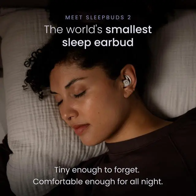 Alt view image 2 of 7 - Sleepbuds® 2 - Sleep Earbuds, Snoring & Noise Masking Headphones | All-Night Side-Sleeper Comfort, Ultra Small Fit, 14-hr Battery, 50+ Sleep Sounds, In-Ear Alarm, Reliable Bluetooth Connection