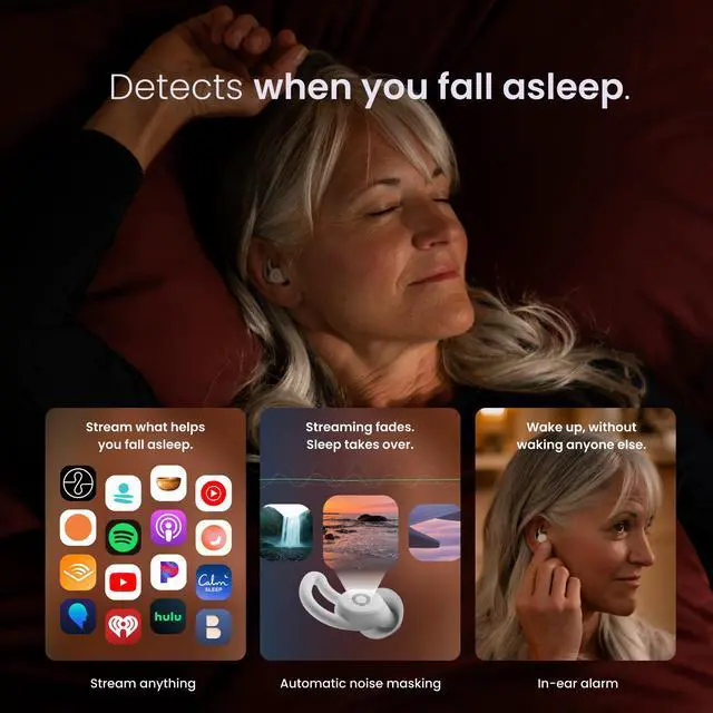 Alt view image 6 of 7 - Sleepbuds® 2 - Sleep Earbuds, Snoring & Noise Masking Headphones | All-Night Side-Sleeper Comfort, Ultra Small Fit, 14-hr Battery, 50+ Sleep Sounds, In-Ear Alarm, Reliable Bluetooth Connection