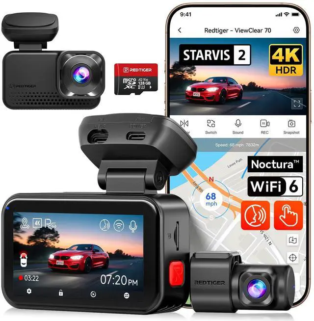 Main image of VC70 4K+2.5K Dash Cam, STARVIS 2 IMX678, Dual HDR, 30MB/s WiFi | Built-in 5.8GHz WiFi 6, Hyper Night Clarity, Dash Camera for Cars with 24H Parking Monitor, Loop Recording, 128GB Card