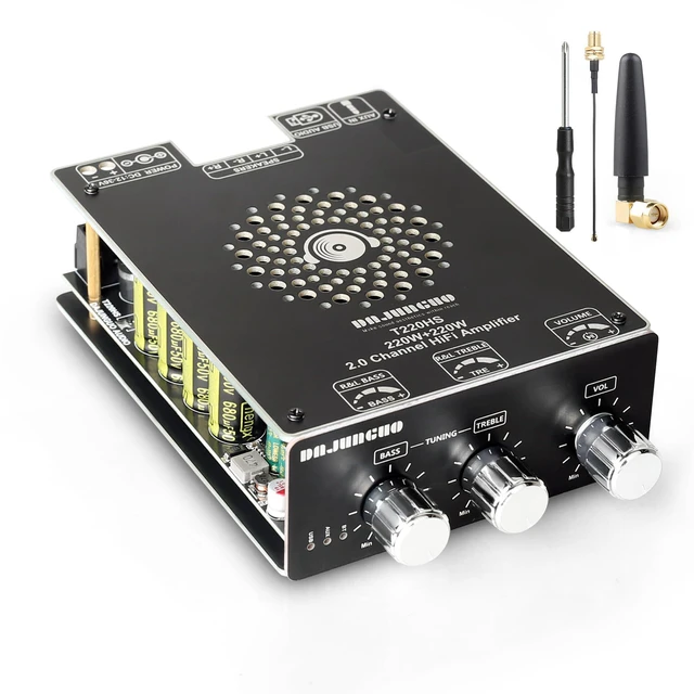 Main image of 440W Audio Amplifier Board with Treble and Bass Control, TPA3251 Chips, DC 12-36V, Bluetooth 5.2 and AUX Inputs, 2.0 Channel Stereo AMP Board for DIY Wireless Speakers