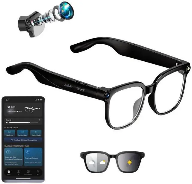 Main image of AI Smart Glasses with Camer, Bluetooth Glasses with 4K HD Video & 164+ Language Real-Time Translation Built-in ChatGPT, 8-Hour Battery IP67 Waterproof for Men and Women Outdoor Activities
