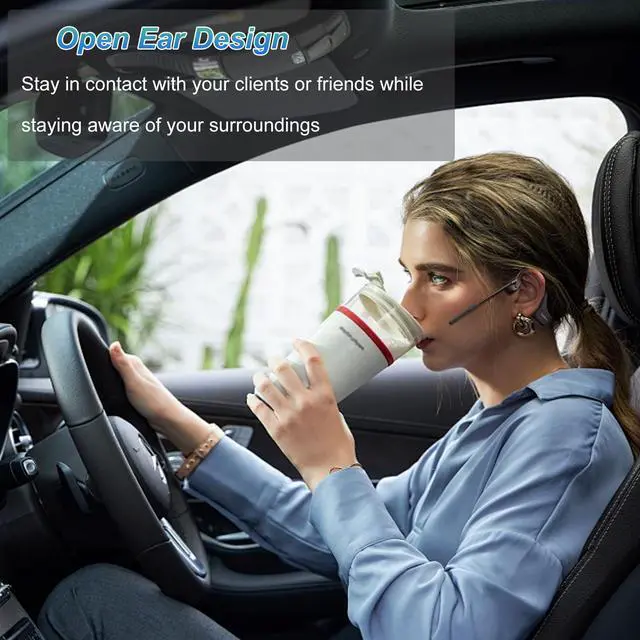Alt view image 3 of 7 - Open Ear Bone Conduction Headphones with mic - Bluetooth Headset Waterproof Bone Conducting Earphones, Headphones Wireless Earbuds Set, with QCC Chip, CVC8.0 Noise-canceling