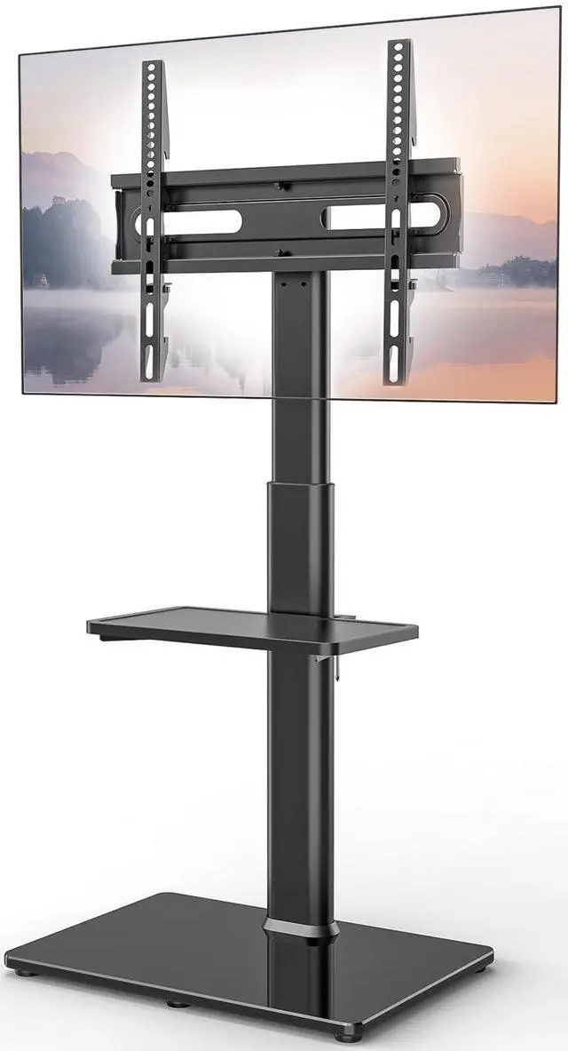Main image of Universal Floor TV Stand with Mount 70 Degree Swivel 9 Level Height Adjustable and Space Saving Design for Most 27 to 65 inch LCD, LED OLED TVs One Shelf