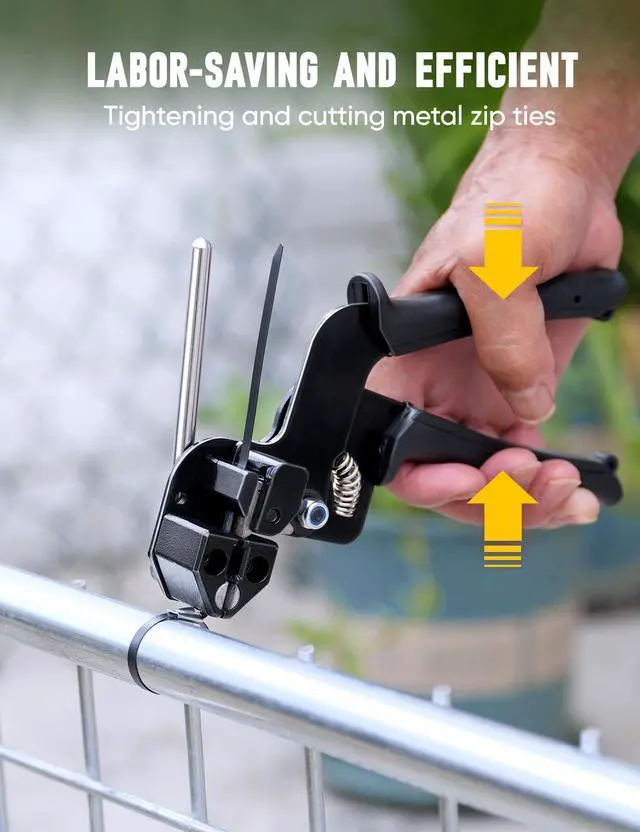 Alt view image 4 of 7 - Black Metal Zip Ties Heavy Duty: Cable Tie Gun Tool Kit + 150 Pcs | All-In-One Stainless Steel Fastener Set with Industrial Shears & Low-Glare Finish for Outdoor Fencing & Pipe Repair Work