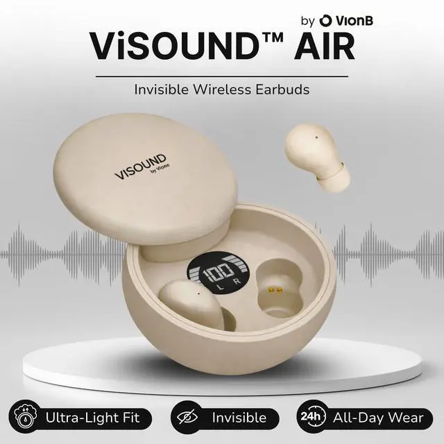 Alt view image 2 of 7 - VionB Air Invisible Earbuds Wireless Bluetooth 5.4 for Small Ears, Mini Tiny Ear Buds, IPX5 Waterproof, Sound Isolating Fit, ENC Mic for Clear Calls, Discreet in-Ear Headphones (Beige)