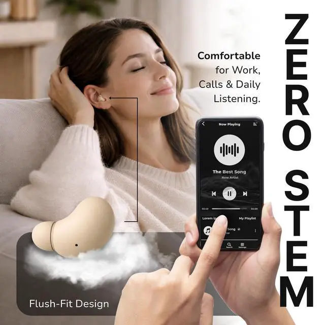 Alt view image 3 of 7 - VionB Air Invisible Earbuds Wireless Bluetooth 5.4 for Small Ears, Mini Tiny Ear Buds, IPX5 Waterproof, Sound Isolating Fit, ENC Mic for Clear Calls, Discreet in-Ear Headphones (Beige)
