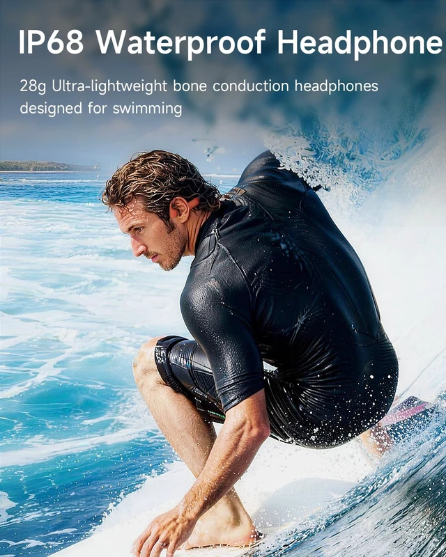 Alt view image 3 of 7 - Bone Conduction Swimming Headphones with 32GB MP3 Player IP68 Waterproof Open-Ear Wireless Sports Headphones, 10H Playtime, Bluetooth 6.0, Secure Fit for Running Swimming Surfing