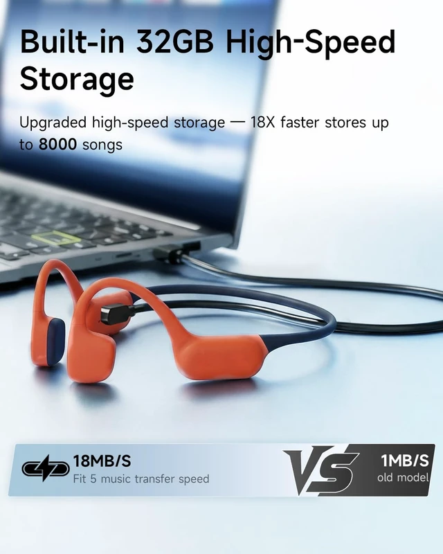 Alt view image 7 of 7 - Bone Conduction Swimming Headphones with 32GB MP3 Player IP68 Waterproof Open-Ear Wireless Sports Headphones, 10H Playtime, Bluetooth 6.0, Secure Fit for Running Swimming Surfing