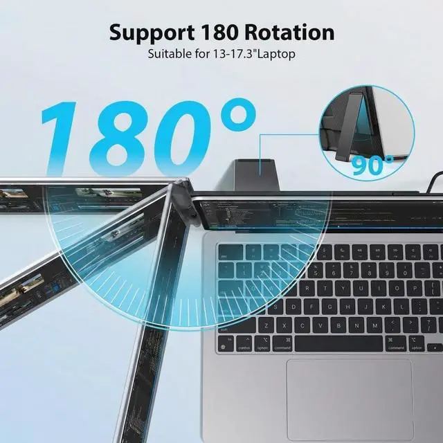 Alt view image 4 of 7 - One Cable Laptop Screen Extender, 15.6" FHD 1080P IPS Portable Monitor, Ultra-Slim Travel Dual Monitor Fits 13-17" Laptops, Triple Monitor Compatible with Mac/Windows(Driver Required)