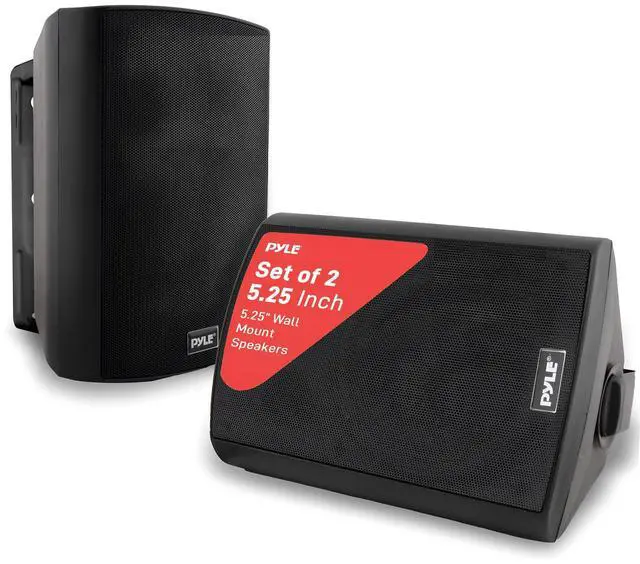 Main image of Waterproof Wall Mount Speaker System - 5.25 Inch Active + Passive Pair Wireless Bluetooth Compatible Indoor/Outdoor Stereo Sound Set with AUX IN - PDWR52BTBK (Black)