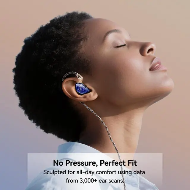 Alt view image 6 of 7 - Tipsy M1 IEM, Bamboo Fiber Diaphragm in-Ear Monitor, Warm, Lively Bass & Vocals, 36dB Noise Isolation, Resin Shell, Detachable 0.78mm 2Pin Cable (No Mic, Blue)