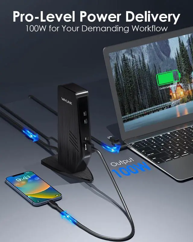 Alt view image 5 of 7 - USB C Docking Station Dual Monitor, Dual 5K/4K@60Hz Displaylink Docking Station for M1/M2/M3/M4 Mac or Windows, 13-in-1 Laptop Dock with 2X HDMI, 2X DP, 130WPD, Gigabit Ethernet, 5X USB, Audio
