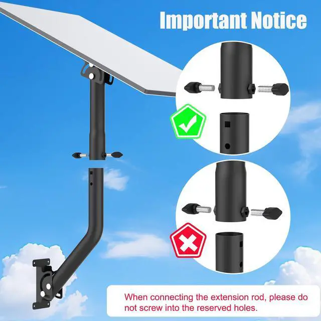 Alt view image 2 of 7 - Standard 4/4x/Gen 3 Wall & Roof Mount for Starlink, Adjustable Metal Bracket with Pipe Adapter Kit for V3 Dish, Weatherproof Heavy Duty