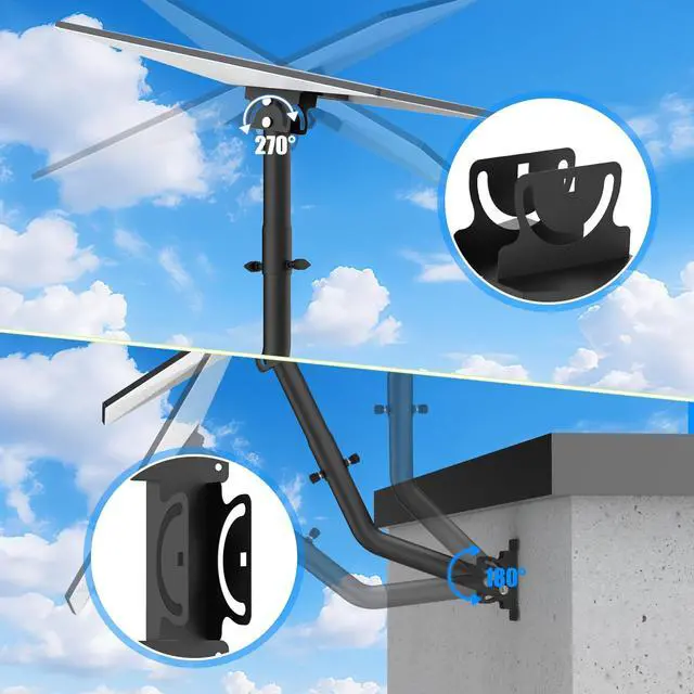 Alt view image 6 of 7 - Standard 4/4x/Gen 3 Wall & Roof Mount for Starlink, Adjustable Metal Bracket with Pipe Adapter Kit for V3 Dish, Weatherproof Heavy Duty