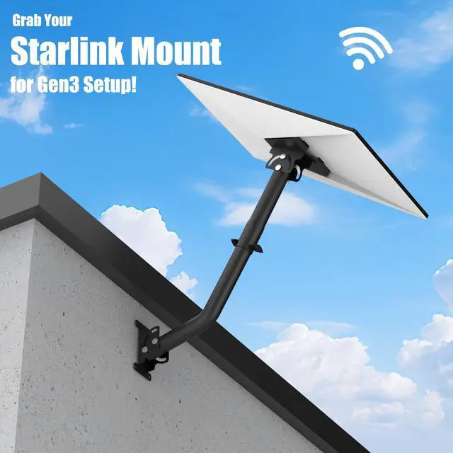 Alt view image 7 of 7 - Standard 4/4x/Gen 3 Wall & Roof Mount for Starlink, Adjustable Metal Bracket with Pipe Adapter Kit for V3 Dish, Weatherproof Heavy Duty