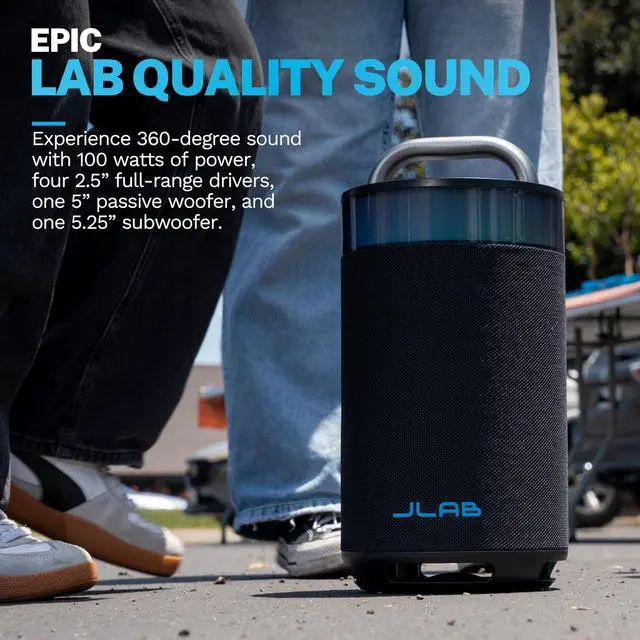Alt view image 2 of 7 - Epic Party, Portable Bluetooth Speaker, 360-Degree Sound, RGB LED Lighting, Black