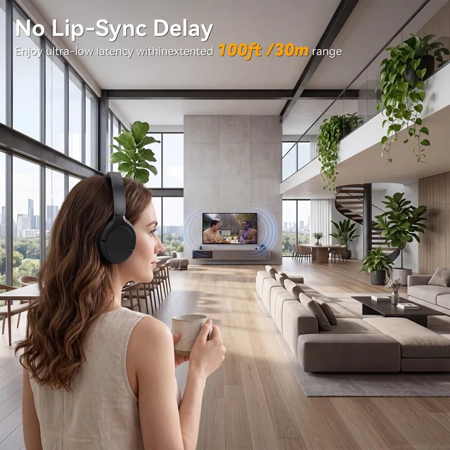 Alt view image 5 of 7 - Wireless Headphones for TV Watching, TV Headphones Wireless for Seniors with Transmitter Charging Base, 65H No Audio Delay Bluetooth Headphones for TV, HiFi Stereo Sound, Gifts for Parents/Elderly