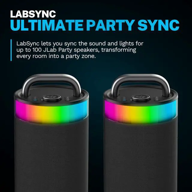 Alt view image 4 of 7 - Epic Party, Portable Bluetooth Speaker, 360-Degree Sound, RGB LED Lighting, Black