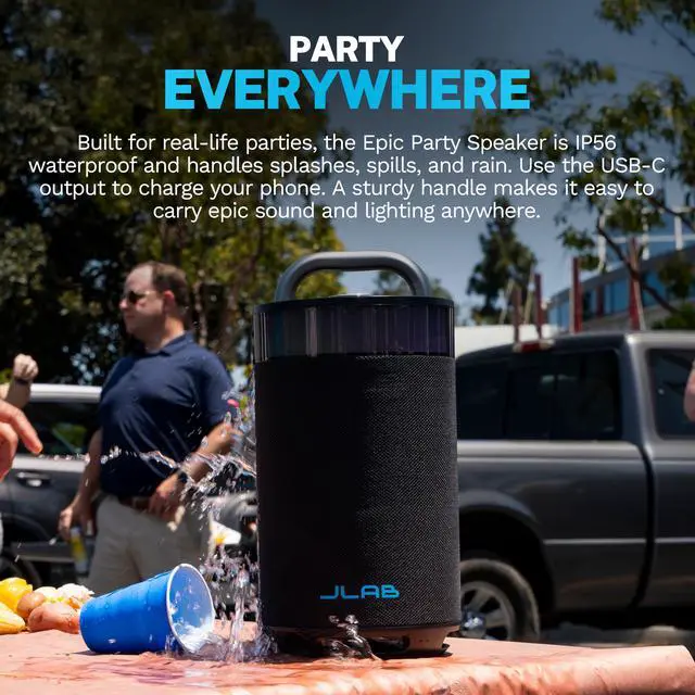 Alt view image 6 of 7 - Epic Party, Portable Bluetooth Speaker, 360-Degree Sound, RGB LED Lighting, Black