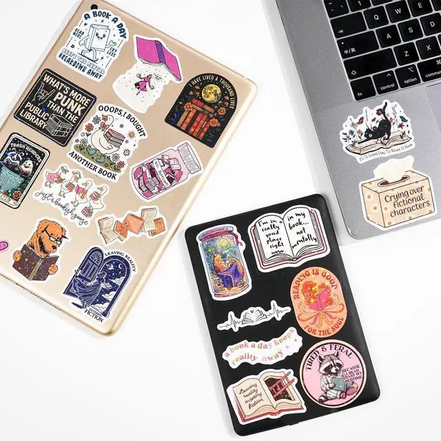 Alt view image 6 of 7 - 300 PCS Book Stickers for Kindle, Bookish Sticker Pack Reading Glitter Waterproof Vinyl Decals for Laptop, Ebook Readers, Water Bottles, Phone, Journal, Scrapbook, No Repeats (Holographic)