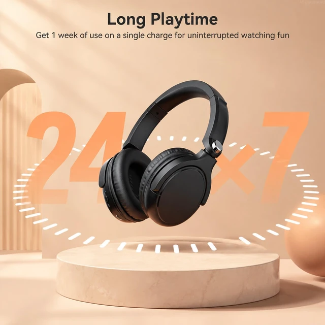 Alt view image 7 of 7 - Wireless Headphones for TV Watching, TV Headphones Wireless for Seniors with Transmitter Charging Base, 65H No Audio Delay Bluetooth Headphones for TV, HiFi Stereo Sound, Gifts for Parents/Elderly